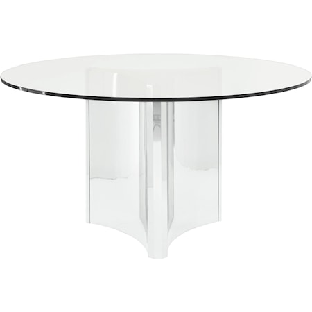 Round Metal Dining Table with Glass Top